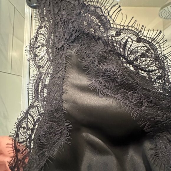 Reformation Cecily Satin Dress - Black Satin and Lace - New With Tags! - Picture 4 of 11